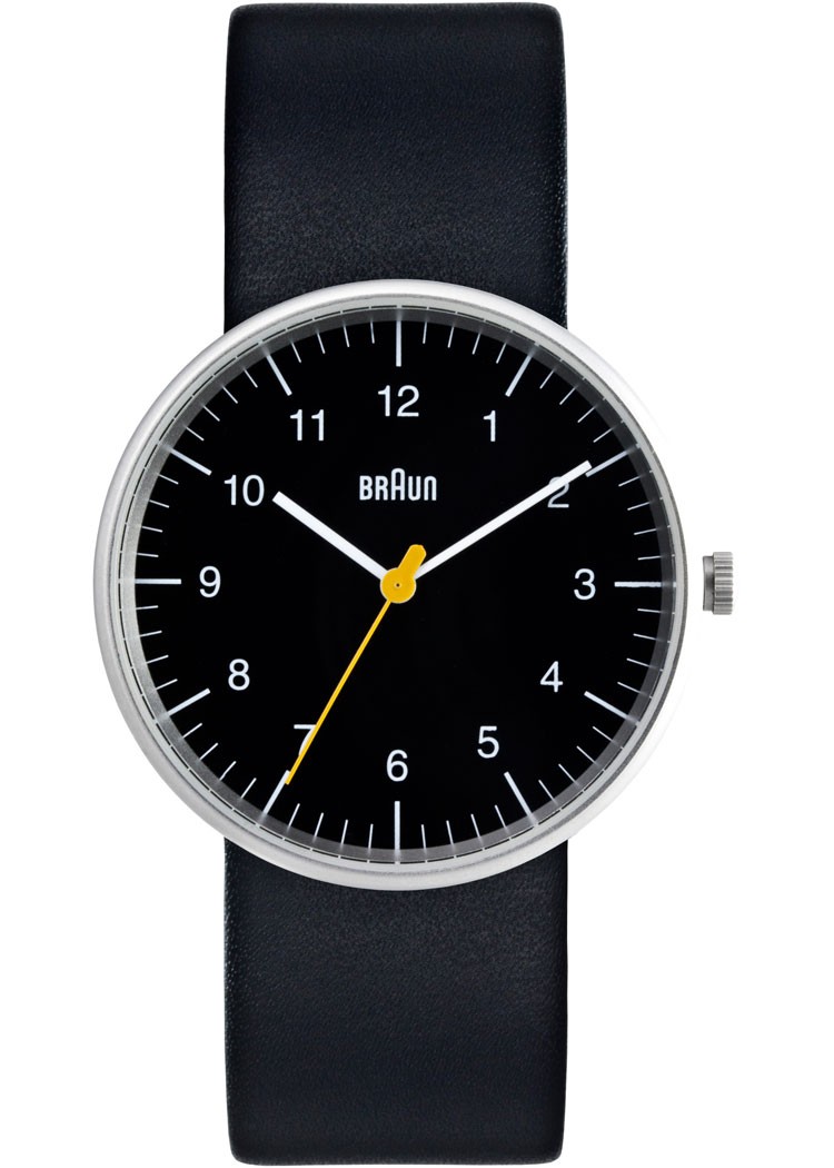 Braun Men's BN0024WHBKG Analog Wrist Watch Black Leather Band