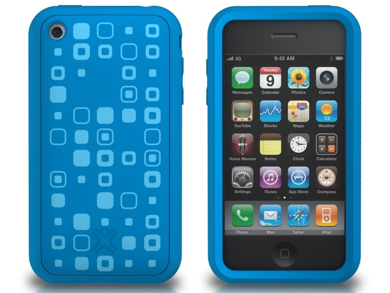XtremeMac Tuffwrap Tatu iPhone 3G/3GS Inkl. Skærmfolie + Stand - Blå Squares