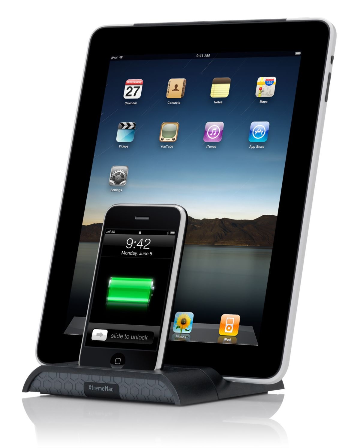 XtremeMac 2.1 Amp Dobbelt Docking Station til iPhone, iPod & iPad - Sort
