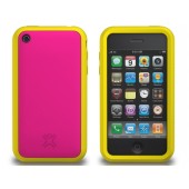 XtremeMac Tuffwrap Accent iPhone 3G/3GS Inkl. Skærmfolie + Stand - Pink/Gul 